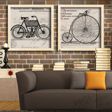 美式乡村复古装饰画做旧自行车海报挂画墙画咖啡厅酒吧有框画壁画