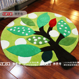 绿色图案圆形电脑转椅地毯儿童卧室床边毯客厅茶几毯转椅地毯圆形