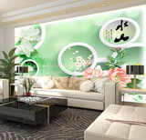 中式大型客厅酒店卧室电视背景墙纸无缝墙布壁画壁纸3d唯美花卉图
