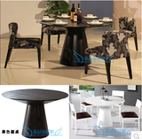 烤漆圆桌 餐桌椅黑色橡木咖啡桌洽淡桌餐桌白色圆桌胡桃木餐桌餐