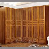 合衣橱 中式 橡木板木结合高衣柜99063转角衣柜实木衣柜 自由组