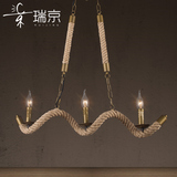 瑞京美式复古麻绳吊灯餐厅会所茶楼创意个性灯饰简约时尚鱼线吊灯