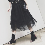 SR独家设计2016 超多层设计薄款黑色半身纱裙.160115折