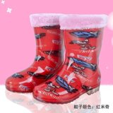 冬季新款儿童中筒工作鞋 个性水晶雨鞋 加绒保暖防滑雨靴水鞋