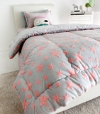 韩国代购代购粉红色五角星短绒床品套件加厚被子床上用品四件套