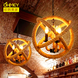 北欧复古艺术创意麻绳灯吊灯具loft美式乡村客厅餐厅咖啡厅个性灯