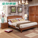 全友家居框架实木床 现代中式双人床大床卧室家具组合121203