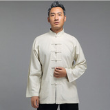 驰誉唐装男汉服改良中式男装秋季长袖外套立领中国风男装盘扣衬衫