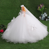 芭比娃娃婚纱摆件梦幻时尚儿童灰新娘可儿公主生日礼物女童钻纱裙