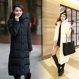 2016冬季韩版大码羽绒棉服女长款过膝保暖加厚修身连帽外套潮
