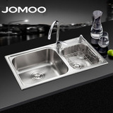 JOMOO九牧 厨房双槽洗菜盆 304不锈钢水槽套餐02083含龙头沥水篮