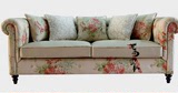 欧式美式高档布艺沙发 三人沙发纯棉印花布 实木框架