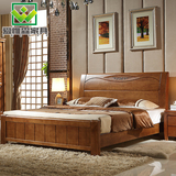 特价实木床1.8 婚床双人床1.5米橡木床 高箱储物床 简约现代家具