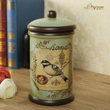 新品特价美式陶瓷储物罐摆件 徳琳丝手绘收纳罐欧式时尚家居饰品
