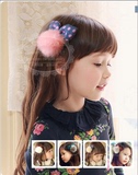 儿童发饰品韩国版真兔毛球球发夹女童头饰配饰品边夹发卡子