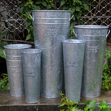 花店落地长花桶花器鲜花桶装饰防水防锈做旧复古大号铁桶铁皮桶