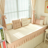 飘窗垫窗台垫子定做订做加厚韩式田园卧室海绵沙发垫布艺浅米阳光