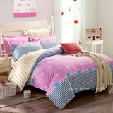 特价清仓 全棉家纺4件套 床单被套纯棉1.5/1.8米床品四件套粉红色