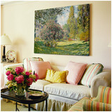 花园景色 莫奈抽象油画挂画客厅横幅无框画帆布画装饰画定制喷绘