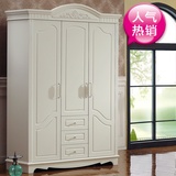 韩式三门衣柜3门白色田园欧式实木质组装1.6米衣橱简欧家居特价