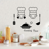 厨房情侣创意卡通人物随意贴 橱柜餐厅墙壁贴纸贴画厨师爱情贴纸