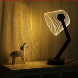 卧室创意3D台灯木质立体视觉LED小夜灯生活情趣氛围床头灯装饰灯