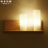 维多拉斯实木壁灯现代简约走廊灯过道灯卧室床头灯置物架日式灯具