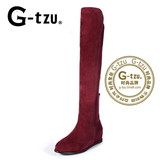Gtzu 新款欧美春夏内增高弹力过膝靴坡跟长靴高筒女靴子9297