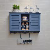 地中海蓝色壁橱壁柜木质储物柜搁架搁板家居装饰架橱柜壁饰置物架