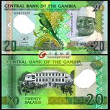外国钱币收藏非洲全新 冈比亚20达拉西塑料钞 2014年纪念钞