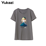 羽卡兹 2016夏装新款可爱小女孩卡通漫画印花短袖T恤女学生宽松