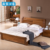 纯老榆木床全实木床1.51.8米双人床婚床厚重款现代新中式卧室家具