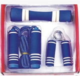 家庭健身器材套装 健康运动三件套 礼盒装1握力器1跳绳1哑铃