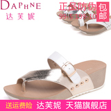 达芙妮坡跟女士凉拖鞋2016新款夏季女鞋中跟平底厚底夹趾凉鞋韩国