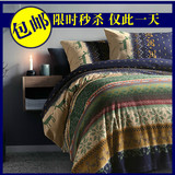 美式家纺纯棉秋冬保暖加厚全棉磨毛四件套简约床上用品床单床笠式