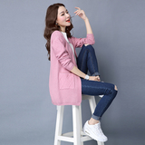 2016春秋季新款女装毛衣外套韩版纯色修身显瘦中长款薄款针织开衫