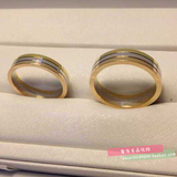 三色金戒指18k玫瑰金三色Cartier卡地亚生日礼物男女情侣对戒指环