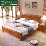千多多 橡木床全实木床1.8米双人床现代中式床1.5米原木卧室家具