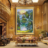 经典《日出东方风水聚宝盆》客厅走廊玄关装饰挂画手绘油画。