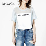 MO&Co.拼接透视圆领套头字母短袖休闲T恤MA152TST46 moco