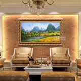 手绘油画欧式现代客厅餐厅单幅风景麦田丰收抽象桂林山水装饰壁画
