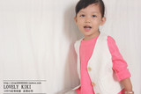 韩版冬季 女童加绒加厚白色针织马甲 女宝宝保暖打底衫