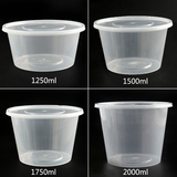 一次性大圆盒透明汤碗塑料带盖圆形外卖盒打包碗快餐盒整箱200套