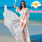 马尔代度假沙滩裙雪纺连衣裙长裙海边防晒衣开衫比基尼罩衫大码裙