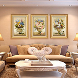 简欧客厅装饰画现代沙发背景墙壁挂画三联餐厅房间室内喷绘有框画