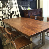 美式实木餐桌复古铁艺办公会议桌酒吧桌咖啡厅长方形餐桌椅 组合