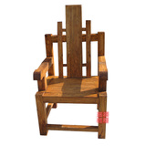 中式古典汉宫复古做旧老榆木家具沙发 全实木靠背坐椅餐椅休闲椅