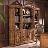美式实木雕花组合书柜 欧式古典奢华大书柜 高档别墅文件柜