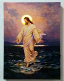 欧式客厅LED灯无框画基督教家居壁画挂画耶稣人物发光画装饰画