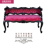 包邮美式定制新古典双人沙发椅时尚布艺双人沙发实木雕刻床尾凳